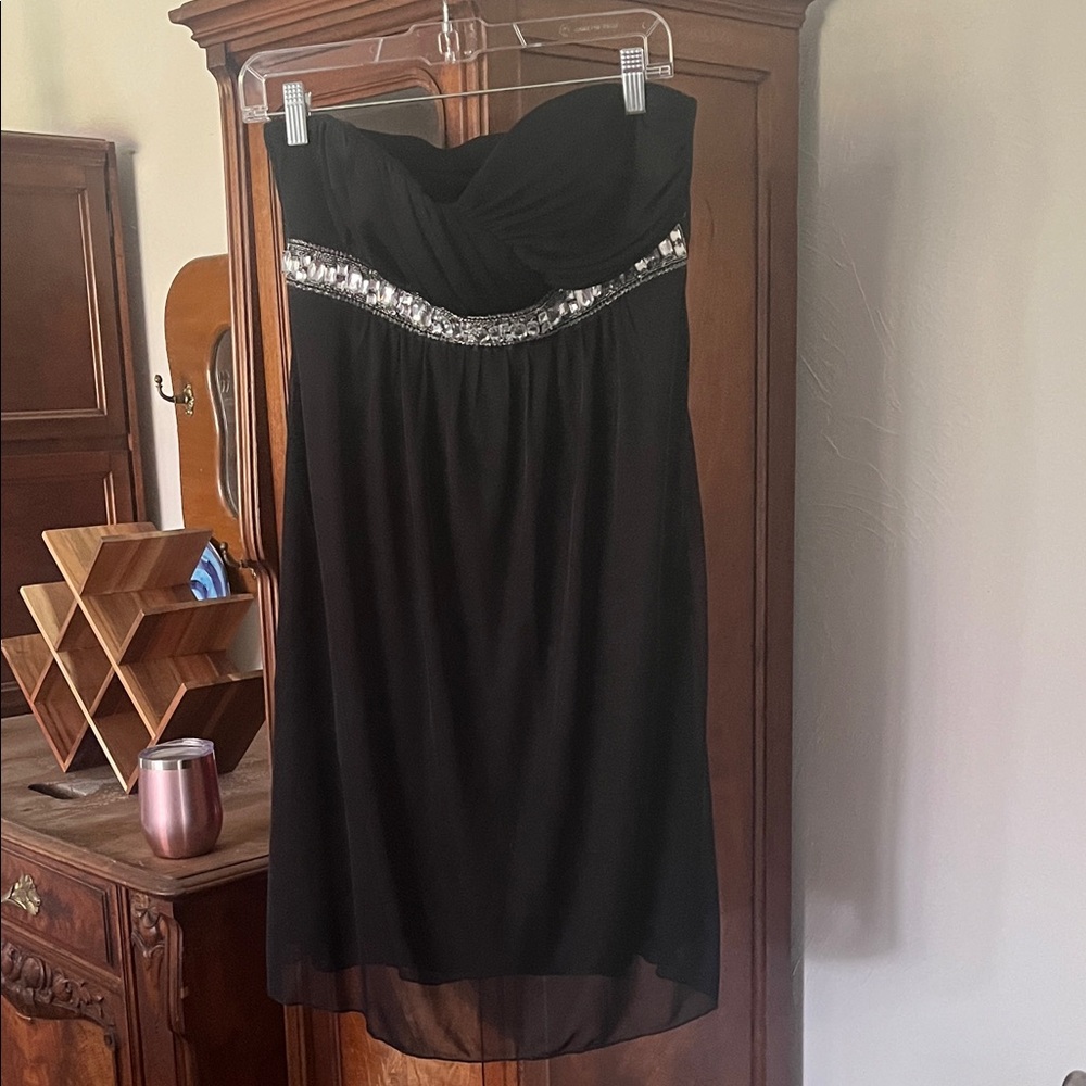 Young Living Black Strapless Dress with Silver Details